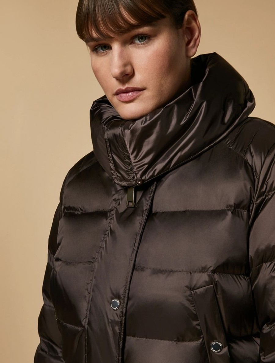 Padded Jacket In Water-Resistant Nylon Dark Brown Wholesale