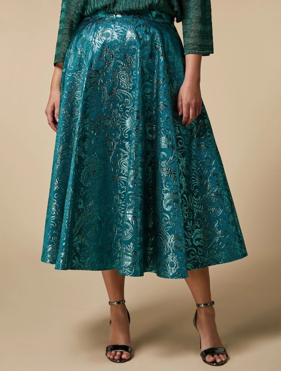 Jacquard Calf-Length Skirt Emerald Online