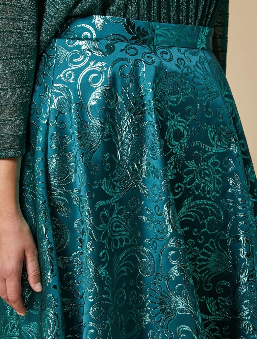 Jacquard Calf-Length Skirt Emerald Online