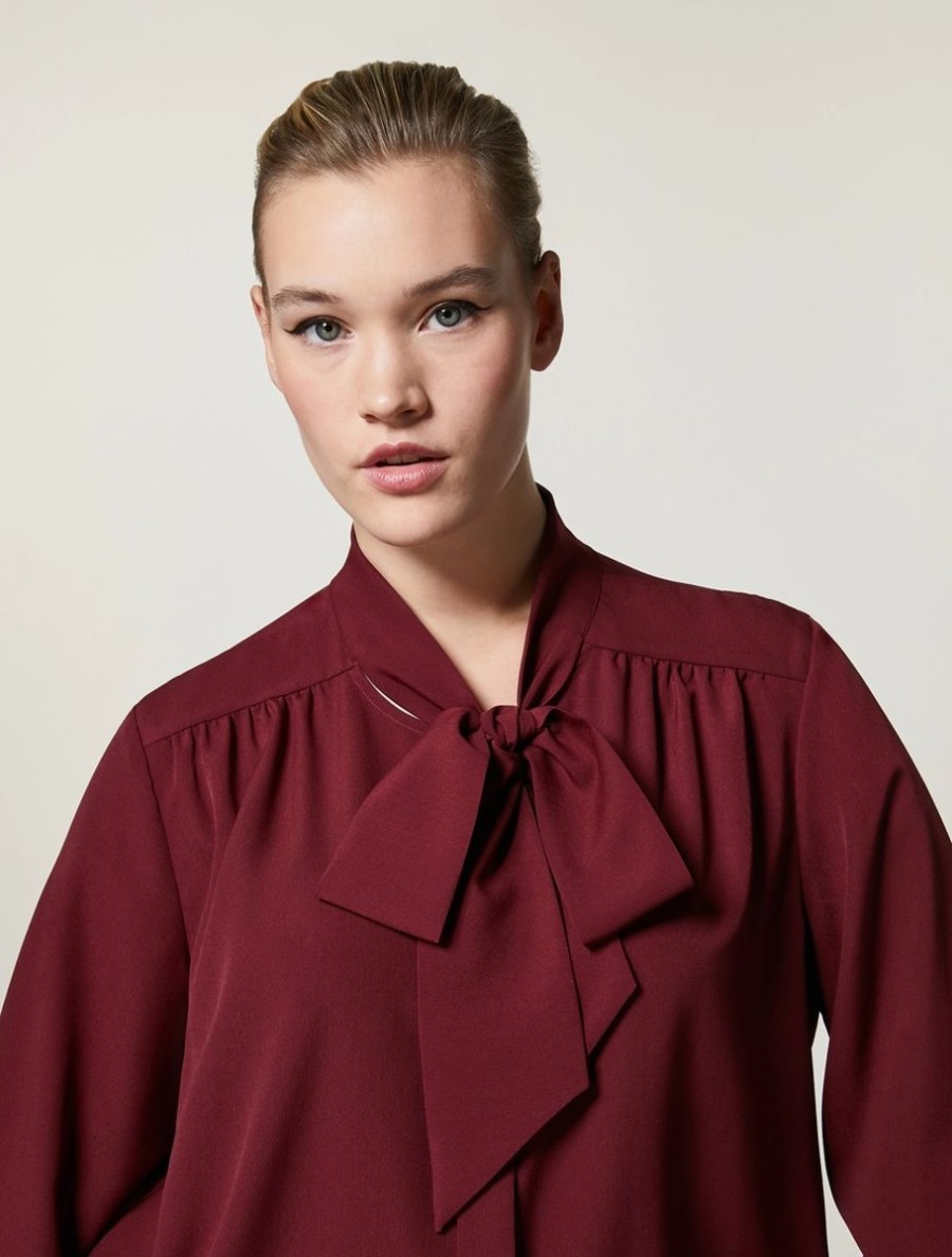 Crepe De Chine Tunic Bordeaux Online