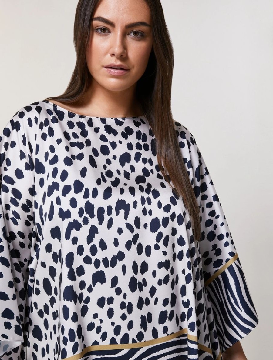 Printed Twill Poncho Dark Navy Best