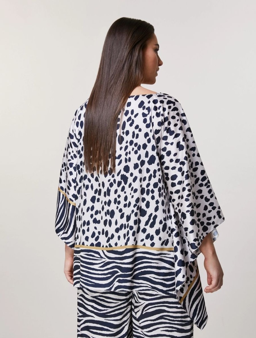 Printed Twill Poncho Dark Navy Best