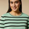 Striped Viscose Sweater Pastel Green Online