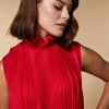 Pleated Crepe Dress Red Best