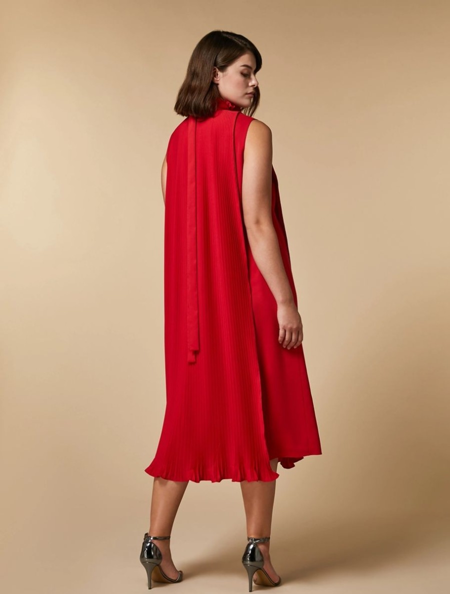 Pleated Crepe Dress Red Best