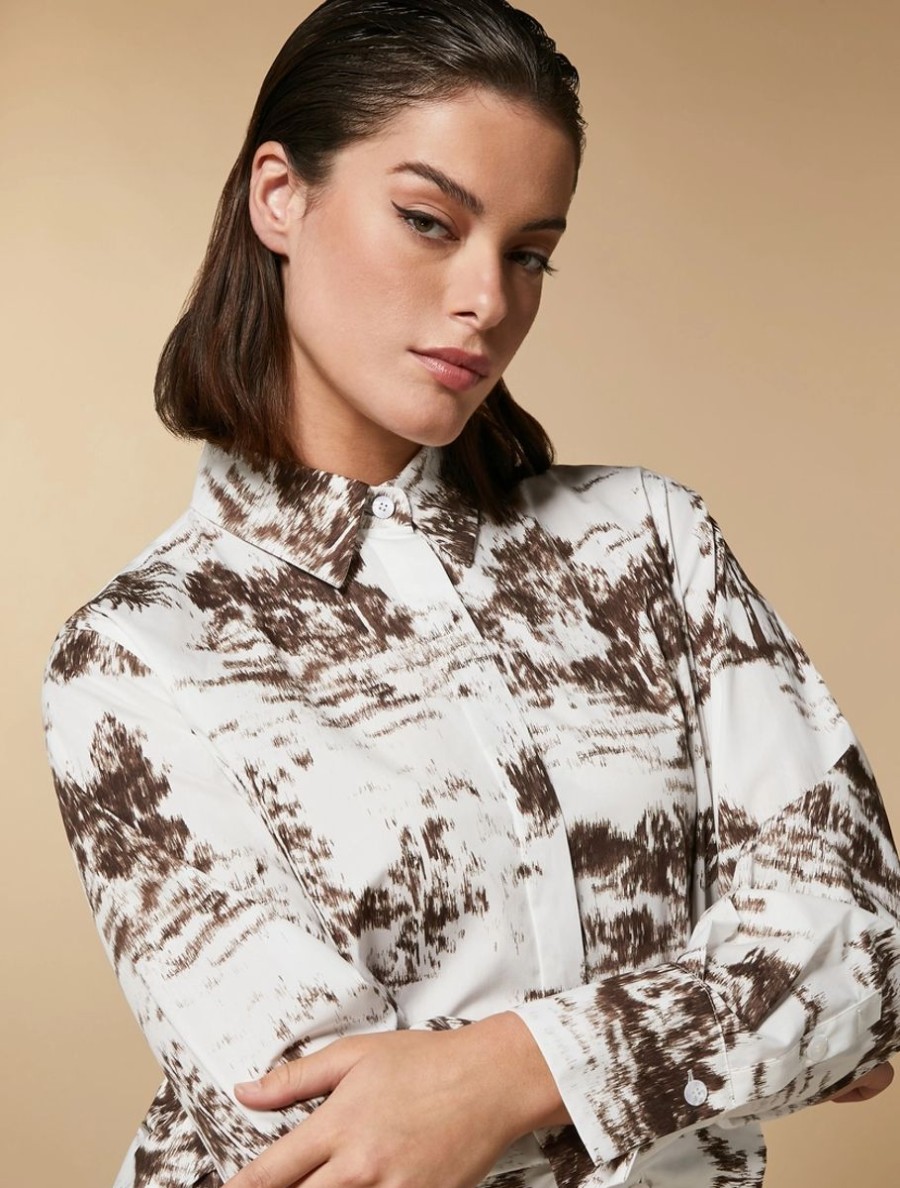 Printed Poplin Shirt White Best