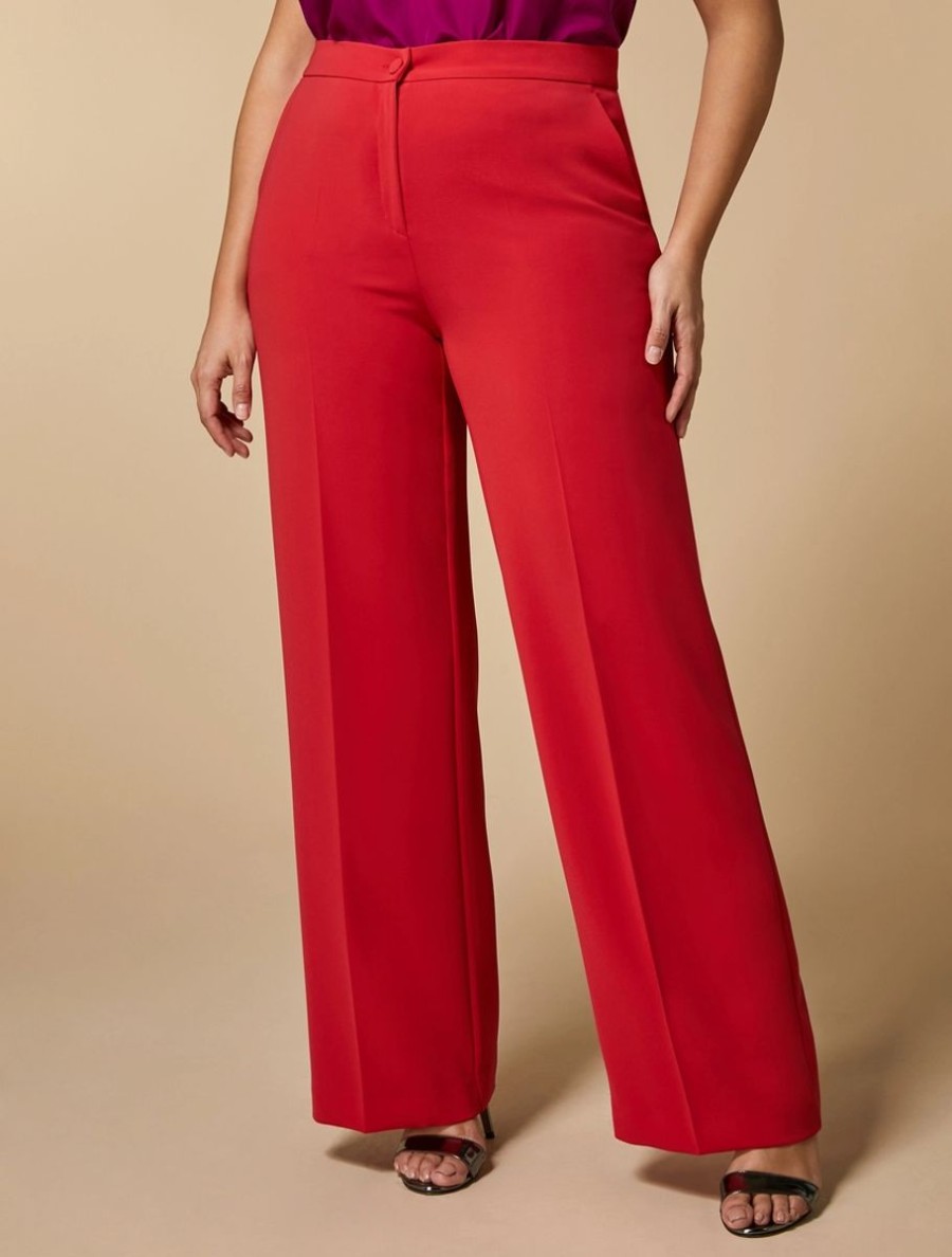 Straight-Fit Triacetate Trousers Red Clearance