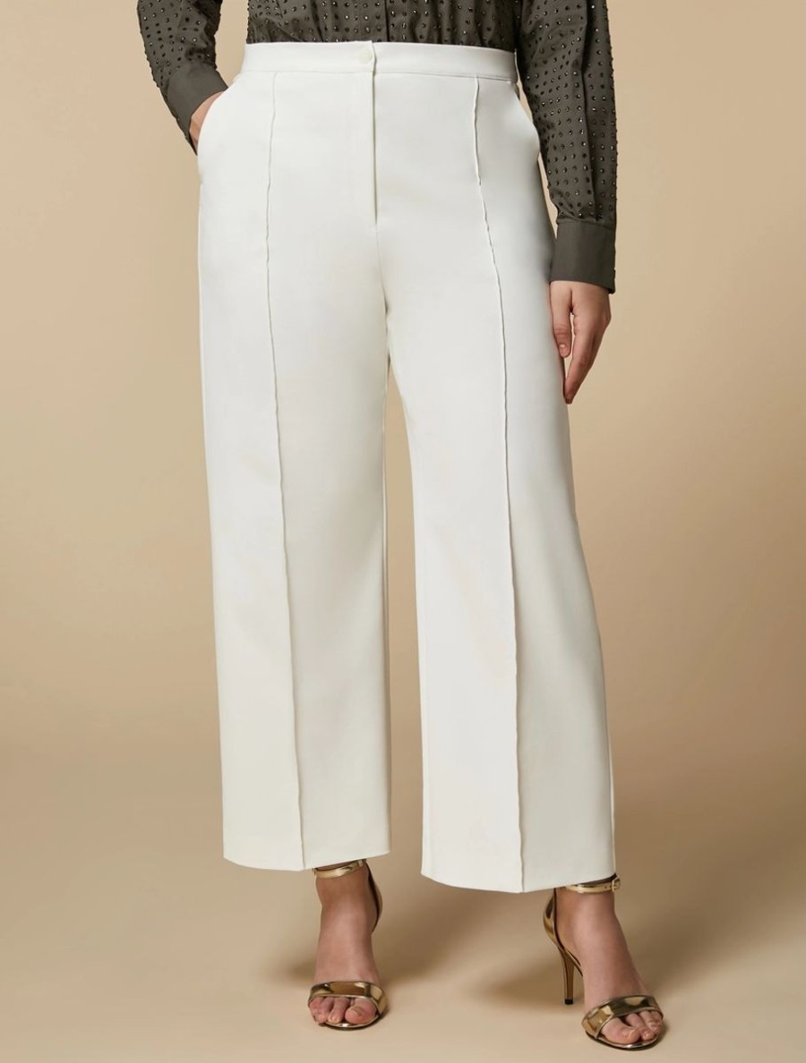 Cotton Canvas Straight Trousers White Hot