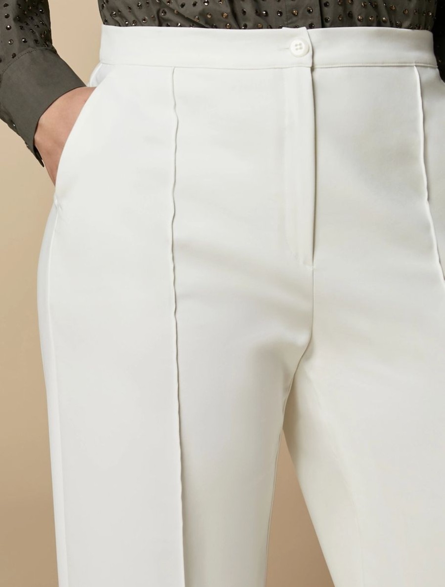 Cotton Canvas Straight Trousers White Hot