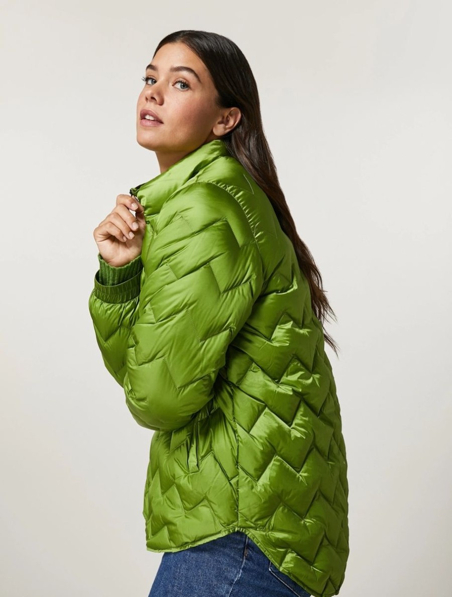 Shining Nylon Down Jacket Green Clearance