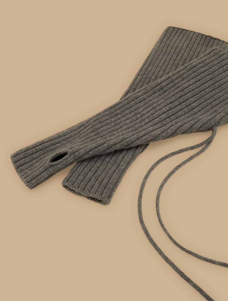 Rib-Knit Wool-Blend Arm Warmers Medium Grey Hot