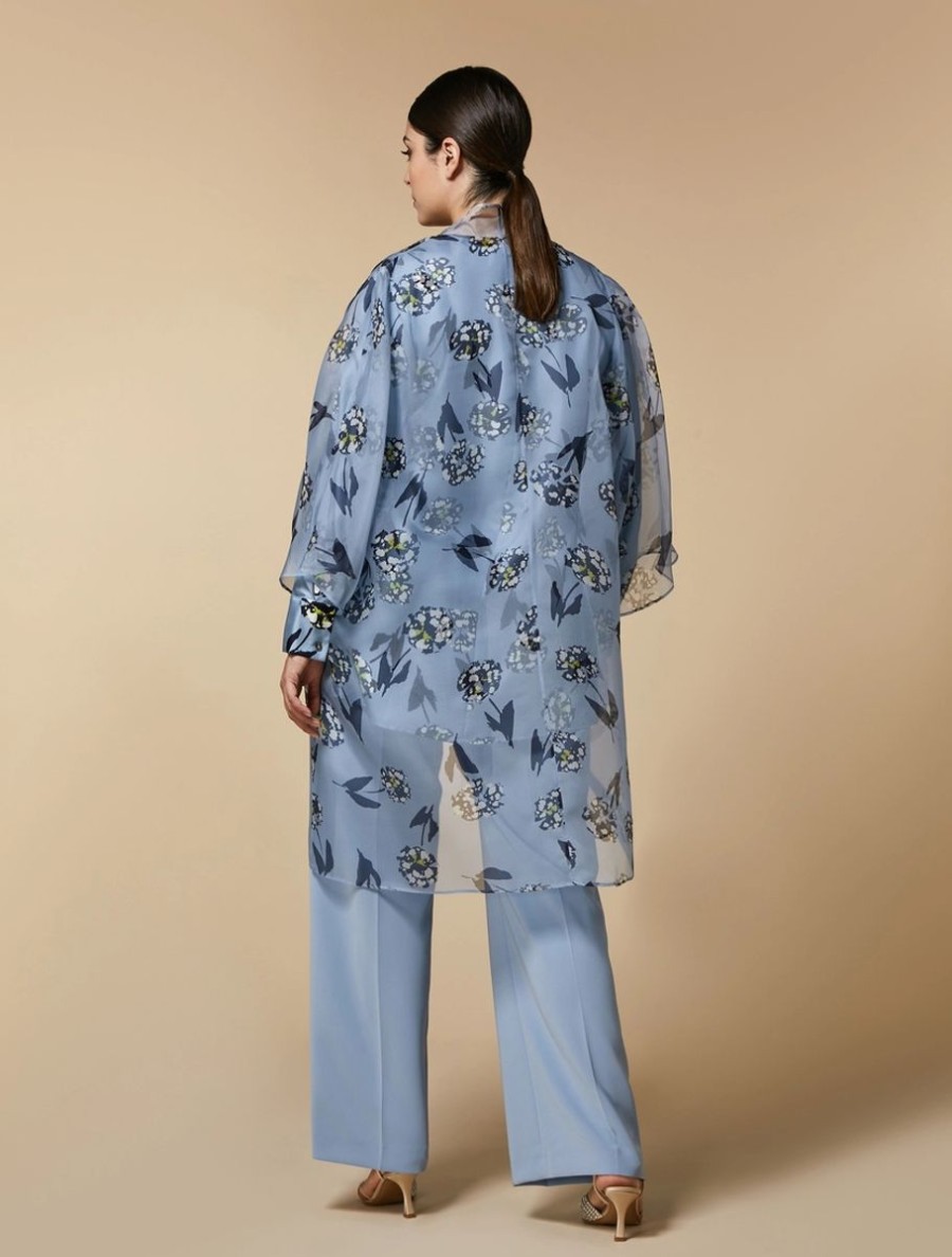 Silk Organza Duster Coat Ski Blue Hot