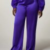 Satin Trousers Purple Clearance