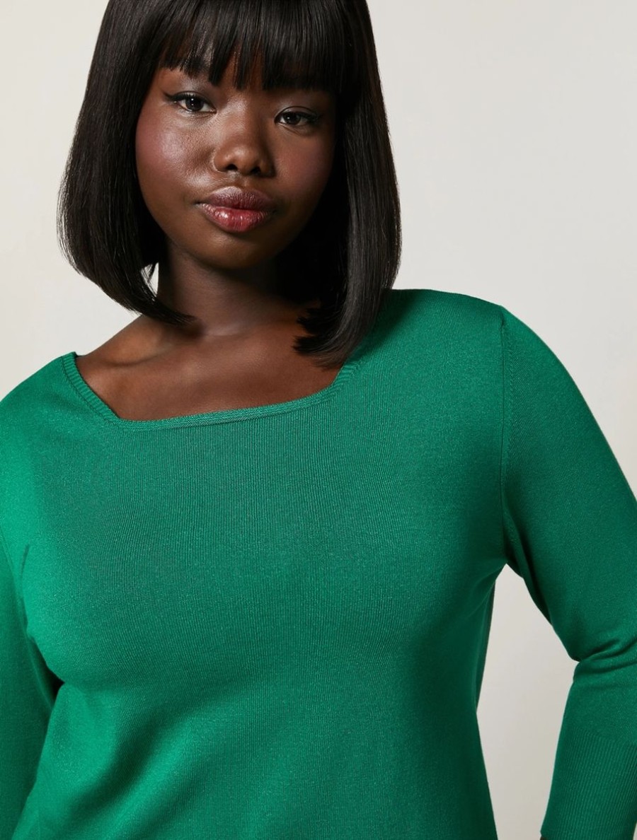 Viscose Yarn Sweater Dark Green Hot