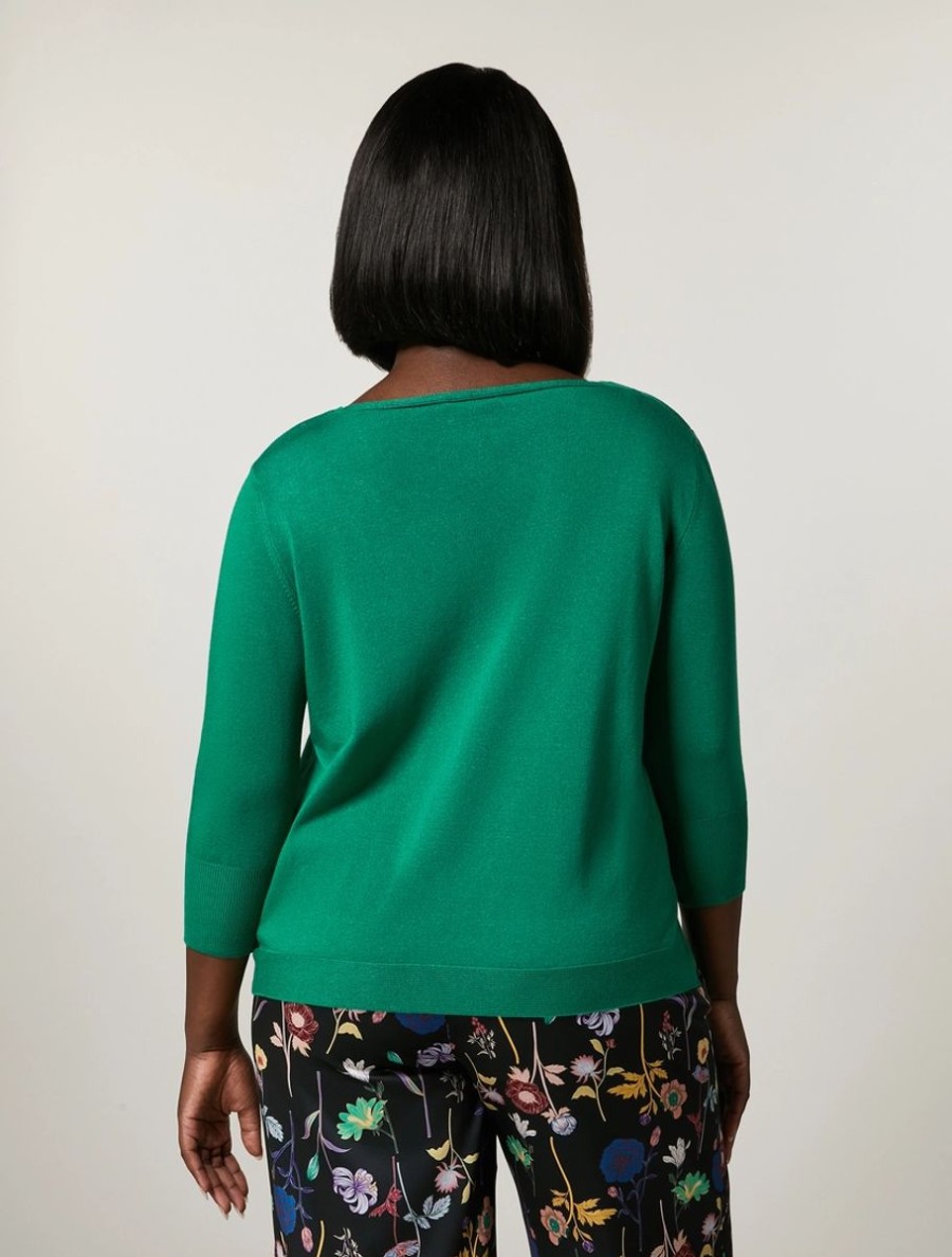 Viscose Yarn Sweater Dark Green Hot