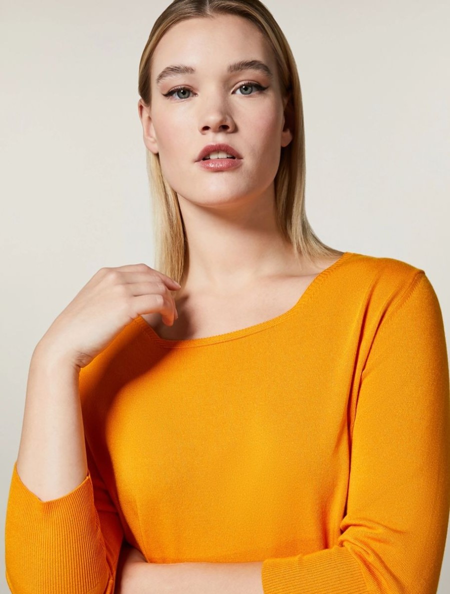 Viscose Yarn Sweater Orange Hot