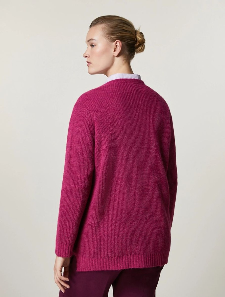 Wool-Blend Cardigan Fuchsia New