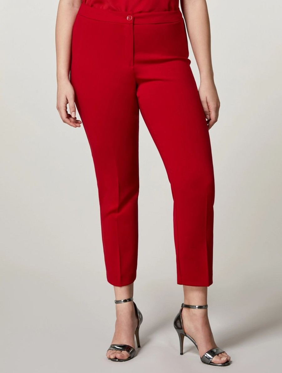 Fluid Stretch Fabric Trousers Red New