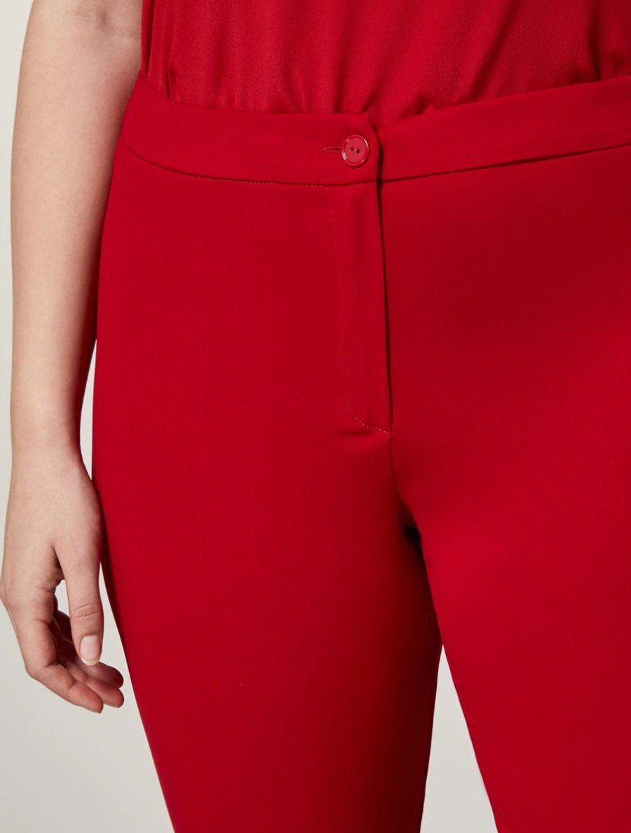 Fluid Stretch Fabric Trousers Red New