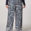 Printed Twill Trousers Dark Navy New