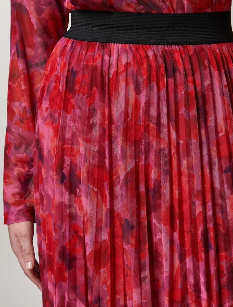 Printed Tulle Skirt Red Wholesale