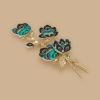 Metal Flower Brooch Green Wholesale