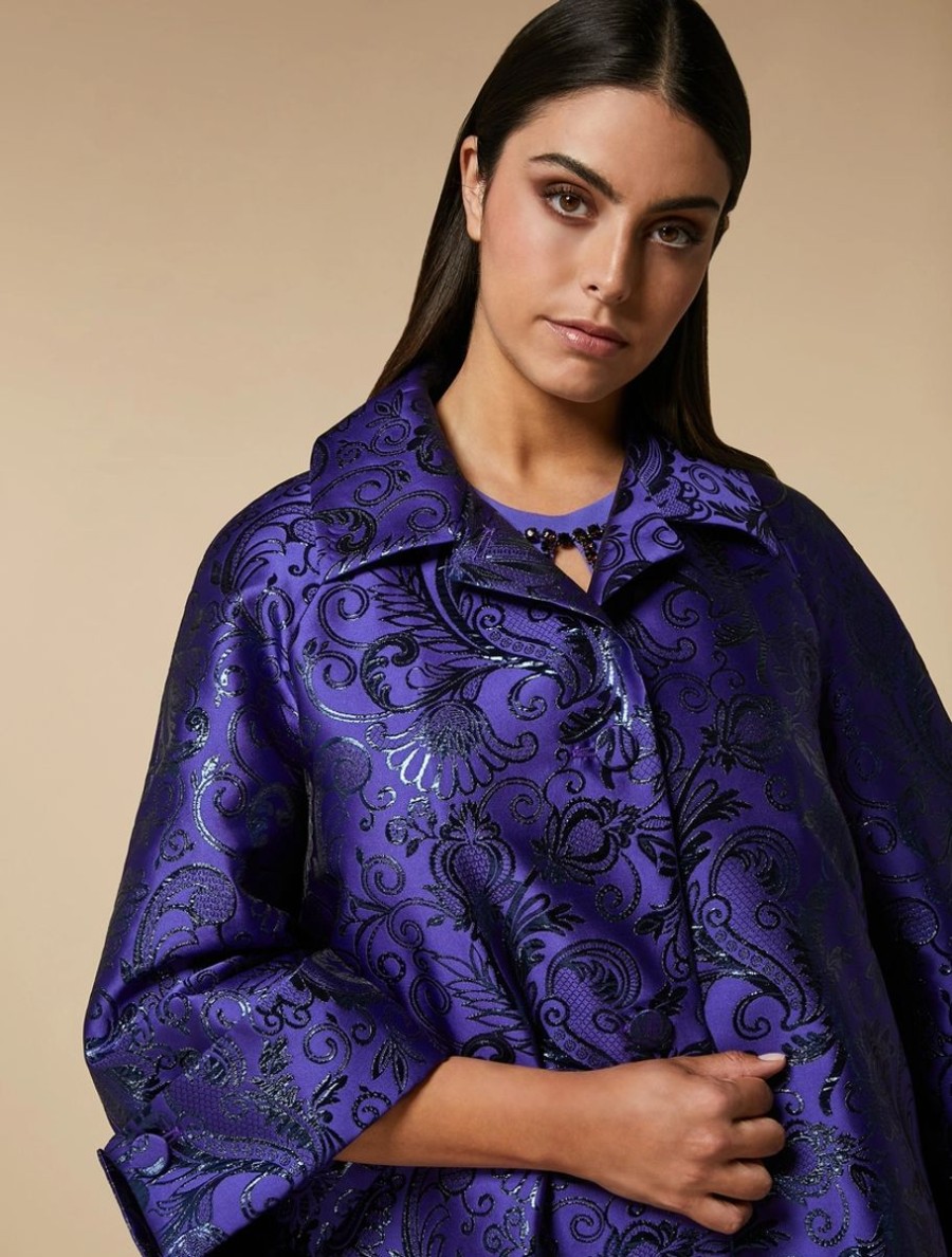 Jacquard Lame Duster Coat Purple Best