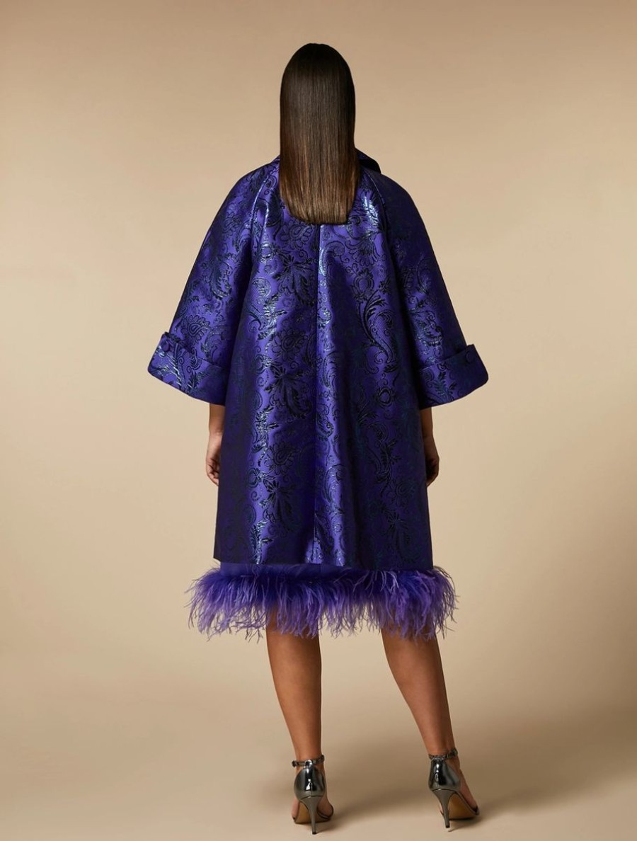 Jacquard Lame Duster Coat Purple Best