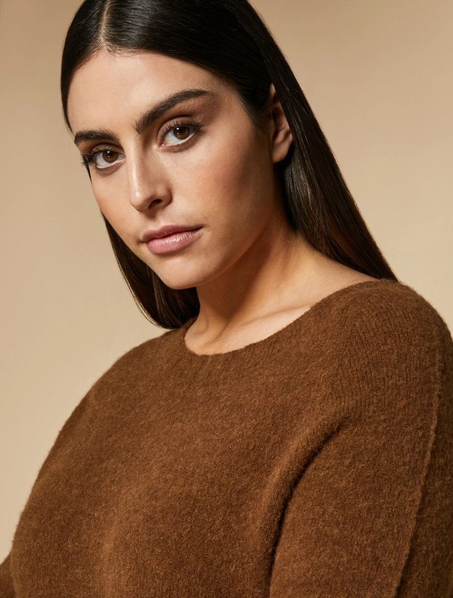 Alpaca-Blend Sweater Brown Clearance