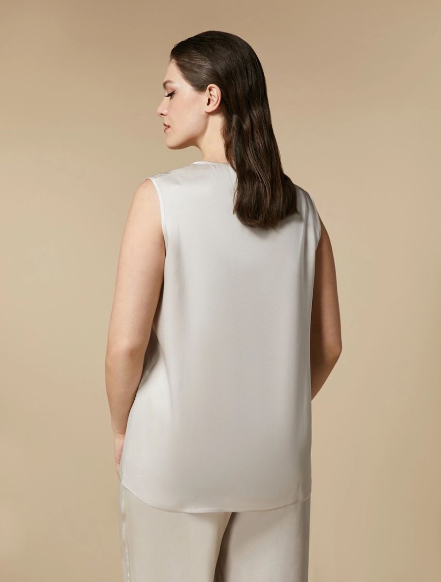 Shiny Fabric Top Beige Online