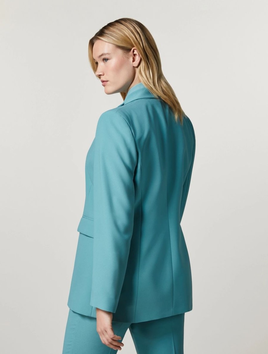 Crepe Envers Satin Blazer Ski Blue Wholesale