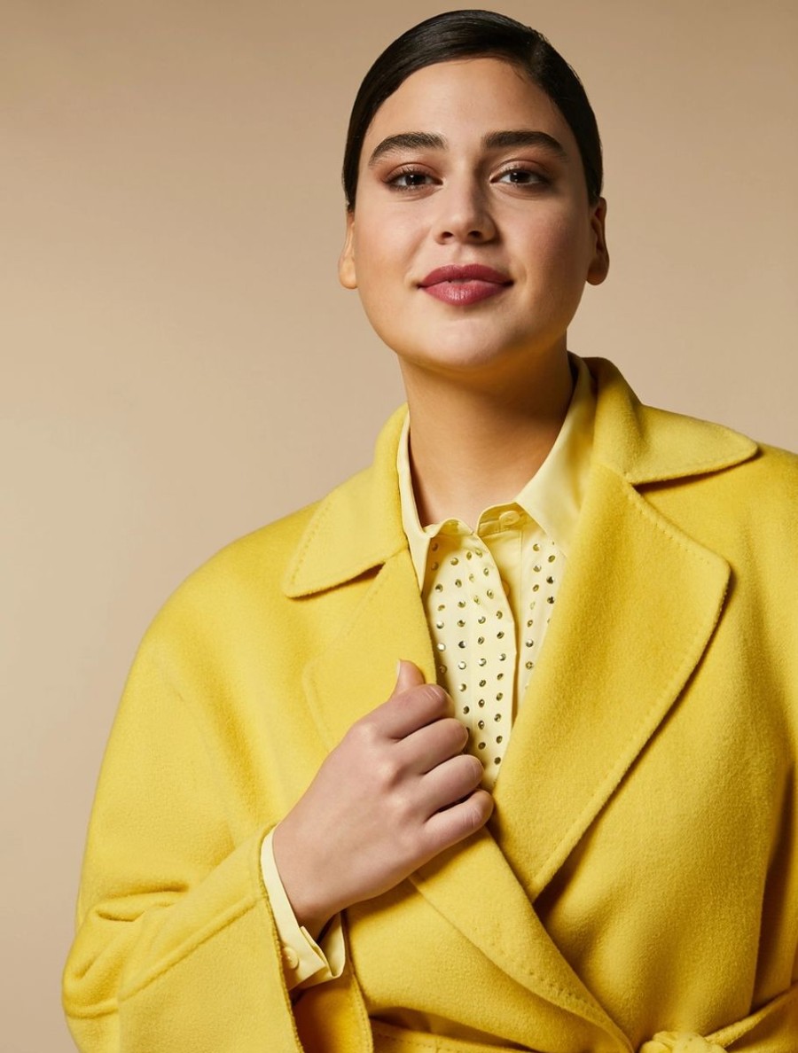 Double-Faced Pure Wool Coat Lemon Clearance