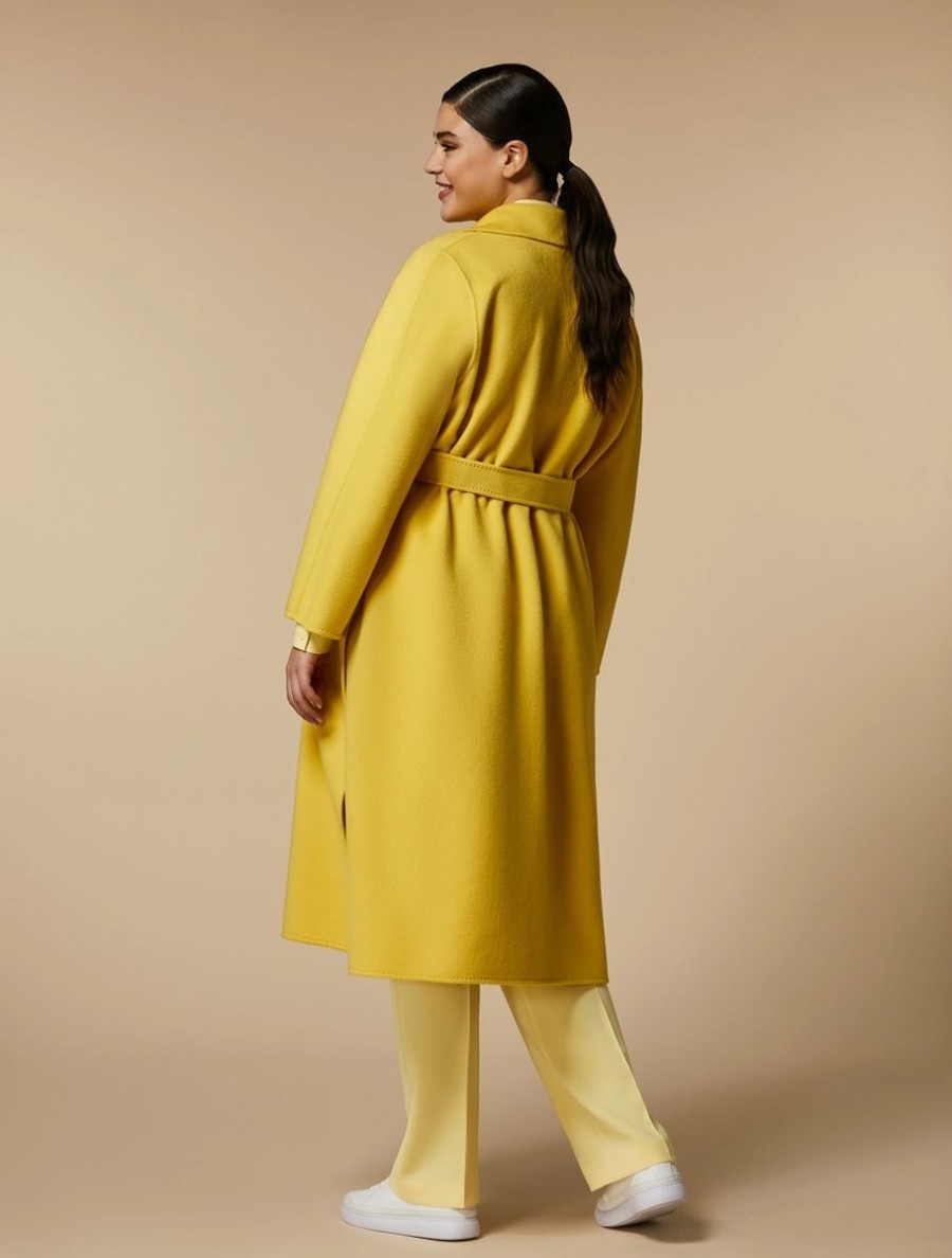 Double-Faced Pure Wool Coat Lemon Clearance