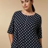 Printed Crepe De Chine Dress Dark Navy Wholesale