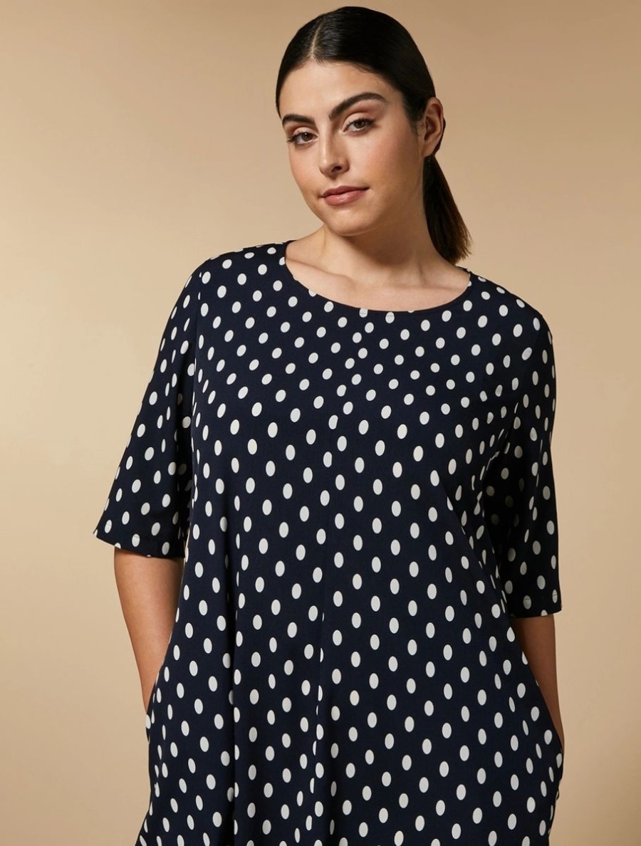 Printed Crepe De Chine Dress Dark Navy Wholesale