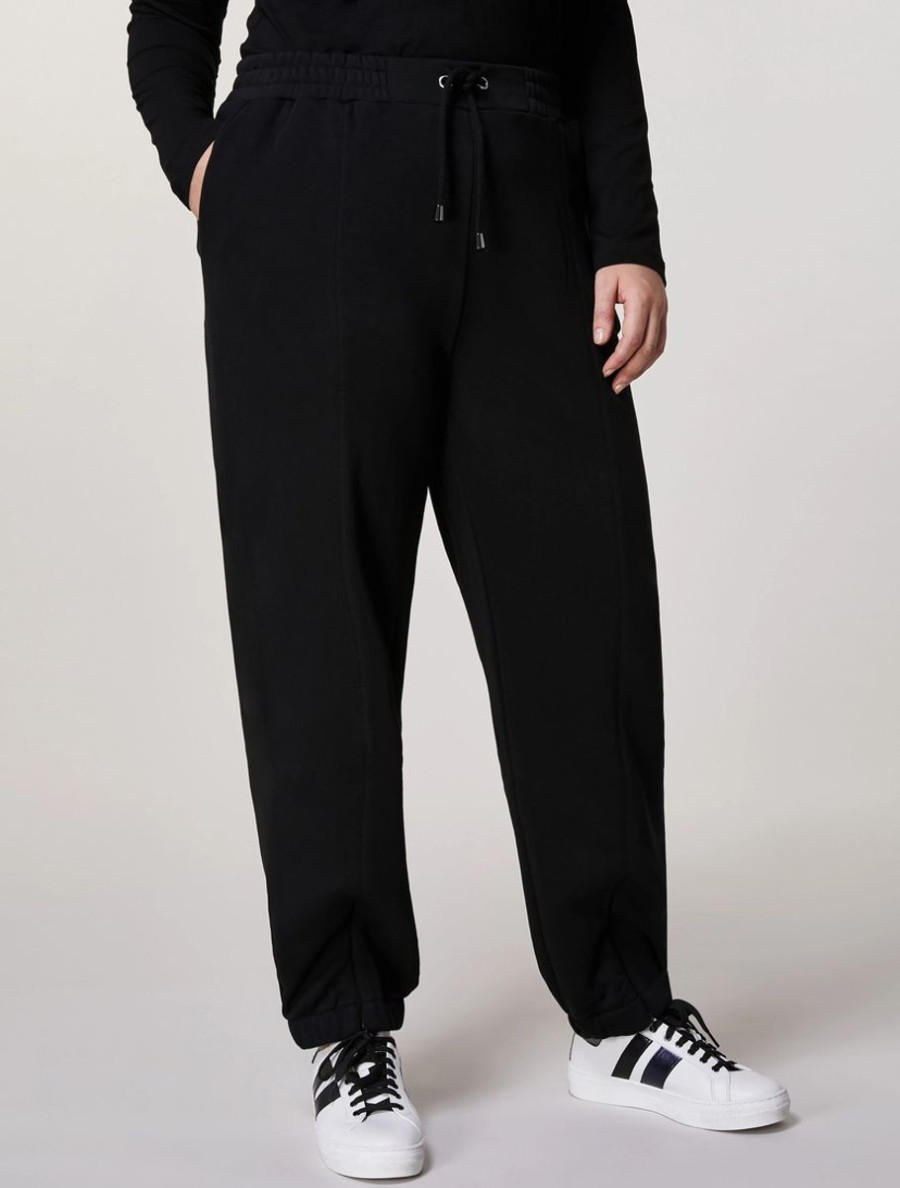 Stretch Cotton Fleece Trousers Black Online