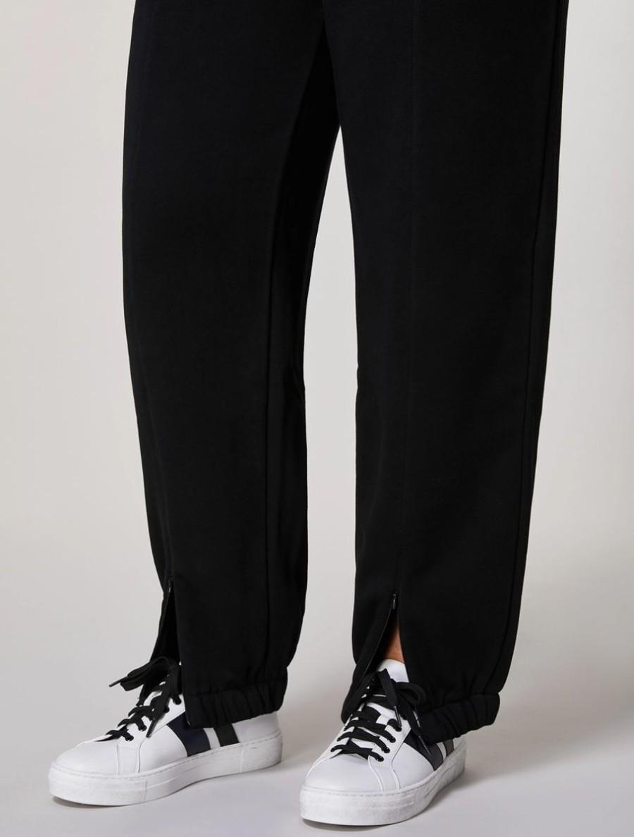 Stretch Cotton Fleece Trousers Black Online