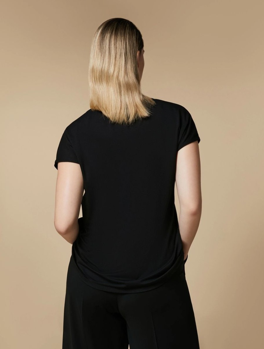 Satin And Crepe Jersey T-Shirt Black Wholesale