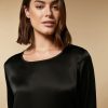 Boxy Satin Blouse Black New