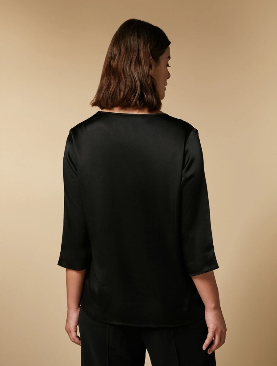 Boxy Satin Blouse Black New