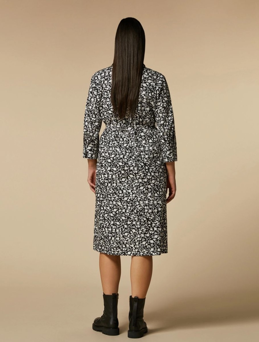 Printed Poplin Shirt Dress Black Clearance