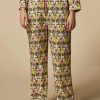 Printed Crepe De Chine Trousers Ivory New