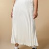 Long Pleated Satin Skirt White Online