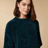 Lurex Chenille Sweater Dark Green New