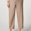 Stretch Flannel Trousers Dark Beige Clearance