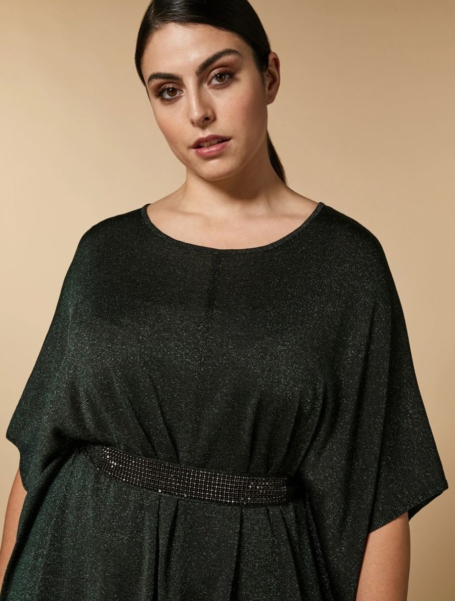 Lurex-Knit Dress Dark Green New