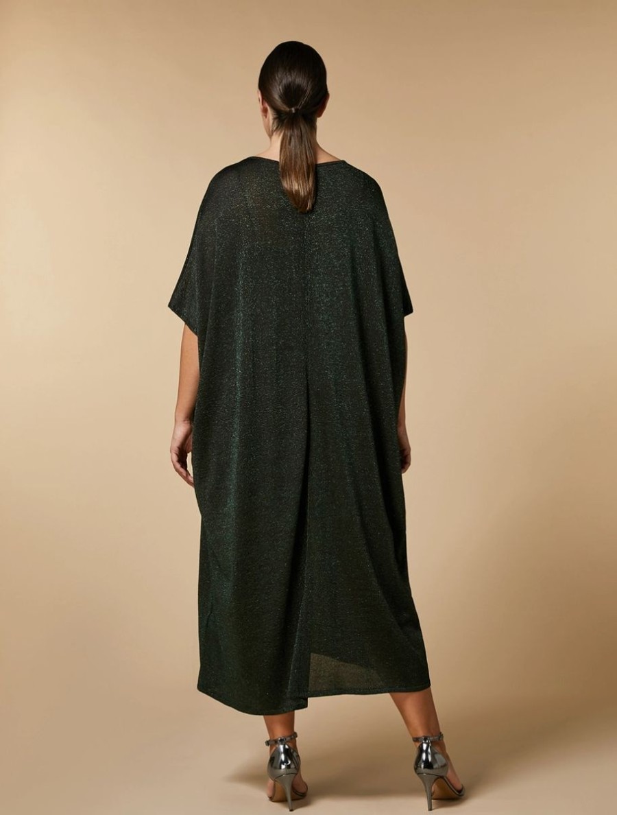 Lurex-Knit Dress Dark Green New