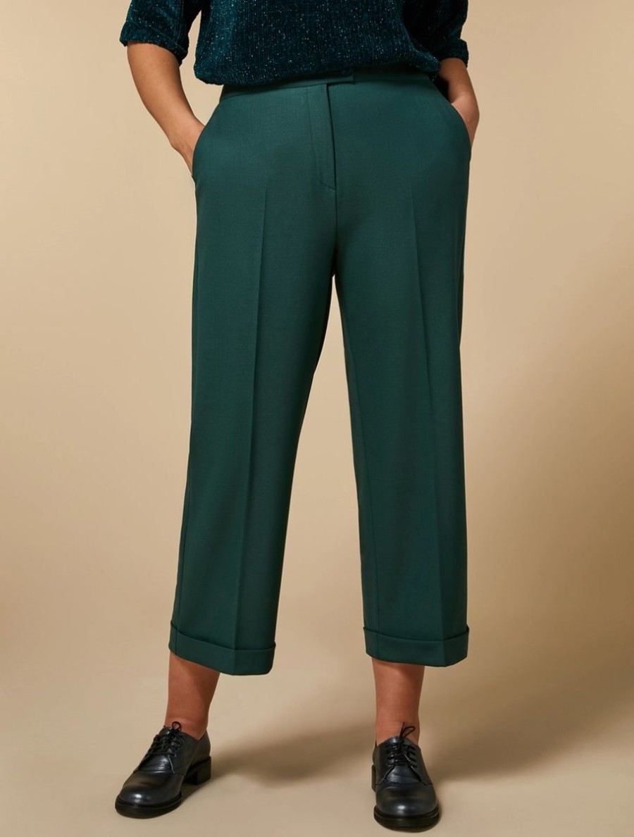 Technical Wool Gabardine Trousers Dark Green Best