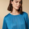 Pleated Jersey T-Shirt Torquoise Wholesale