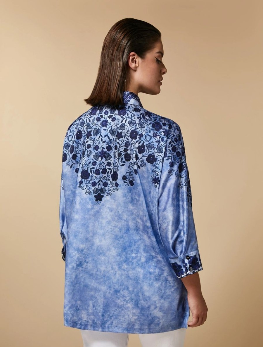 Printed Twill Tunic China Blue New